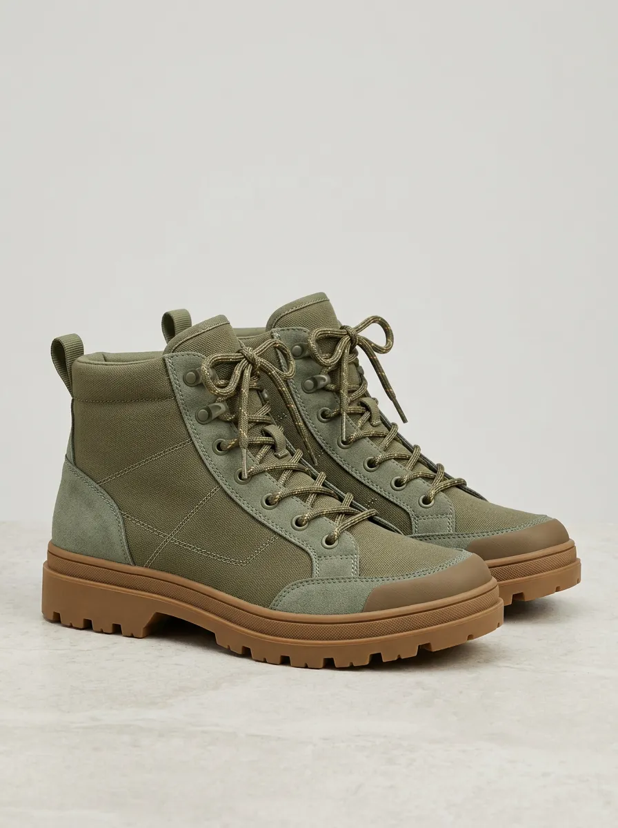 Summit Suede-Trim Canvas Hiking Boots