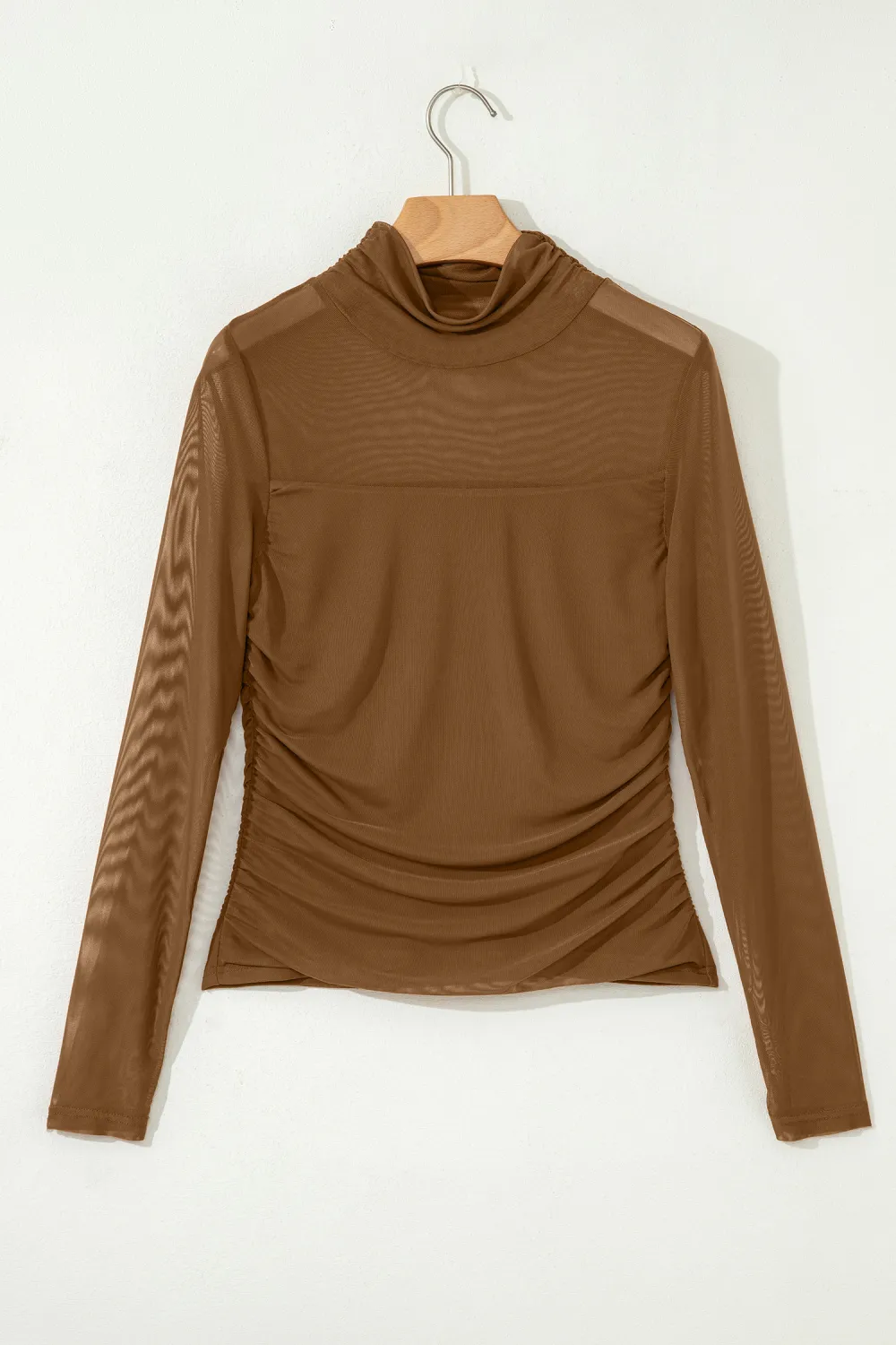 Coffee Sheer Mesh Patchwork High Top