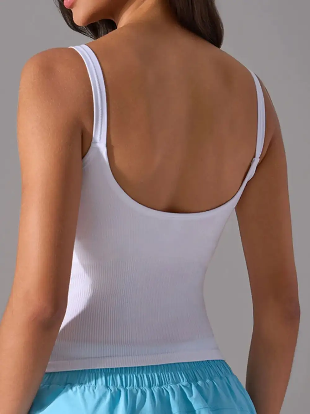 Refined Scoop-Neck Removable-Pad  Tank Top