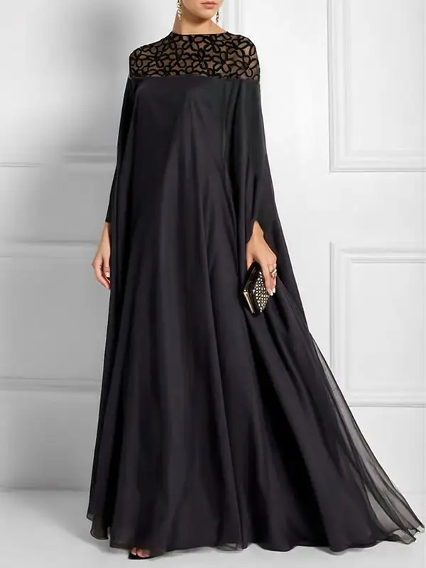 Jacquard Neck Maxi Dress