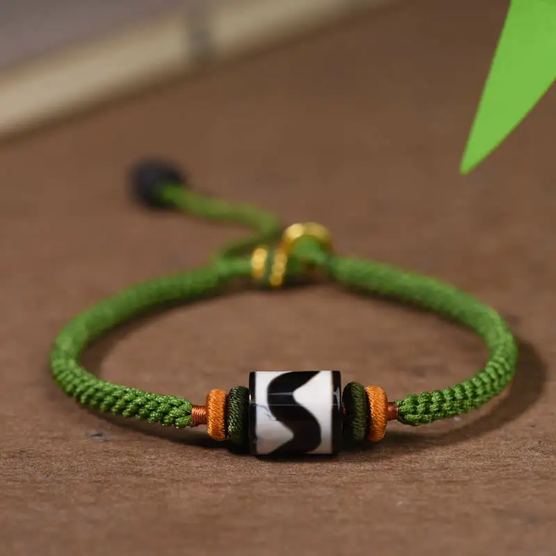 Handmade Dzi Bead Braided Rope Bracelet