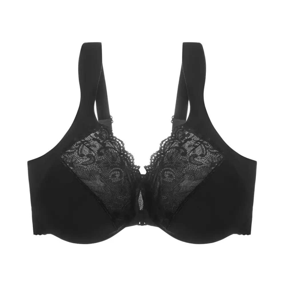 Wide Strap Front Closure Underwire Bra