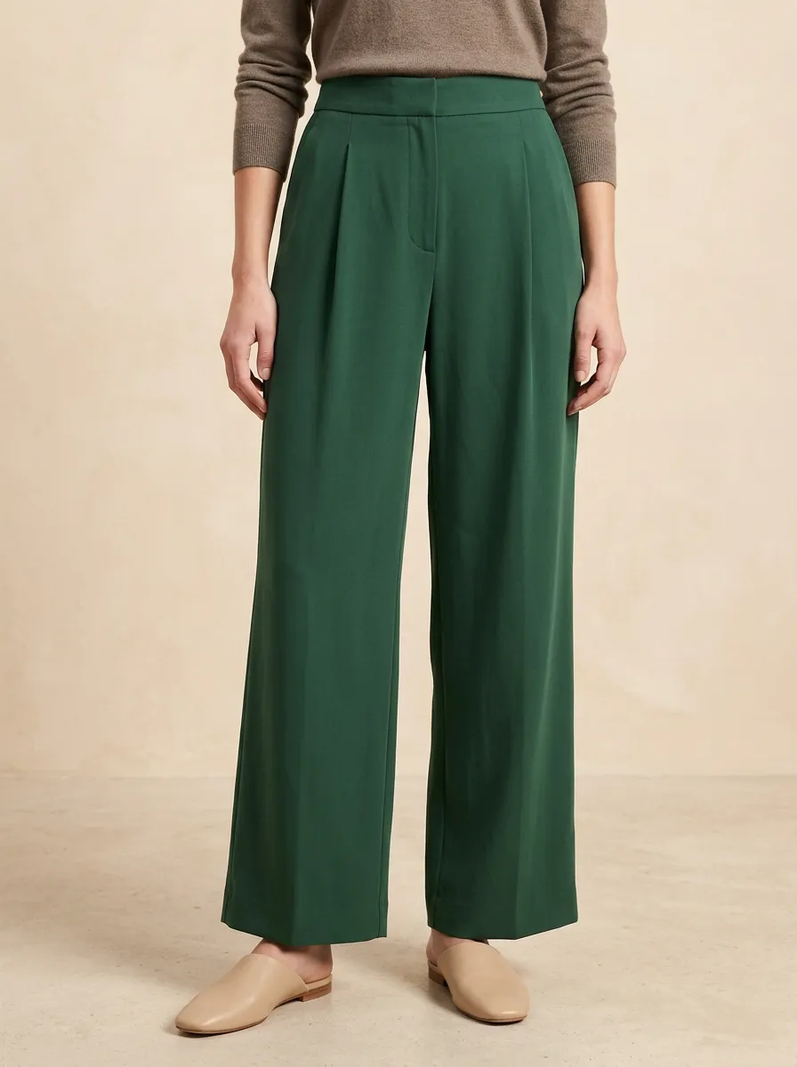 Classic High-Waisted Wide-Leg Trousers