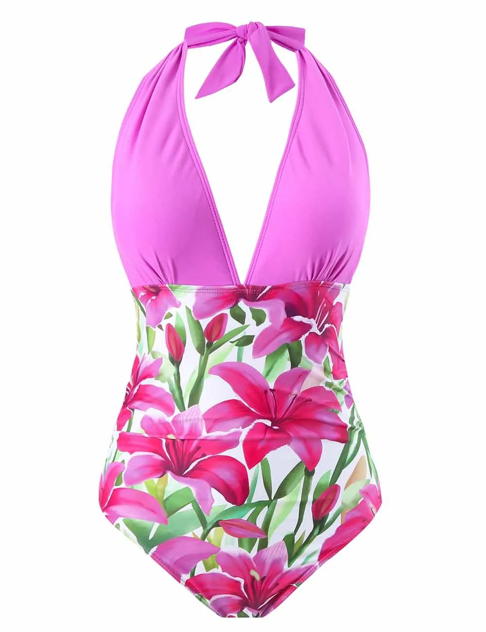 String Tie Floral Print One Piece Swimwear with Sarong