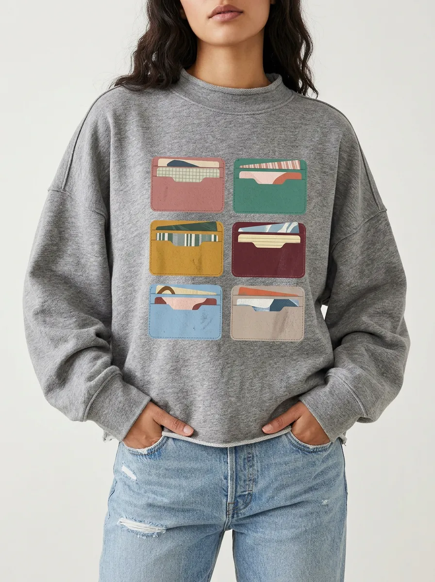 Illustrated Minimal Card Case Illustration Women's Hoodie