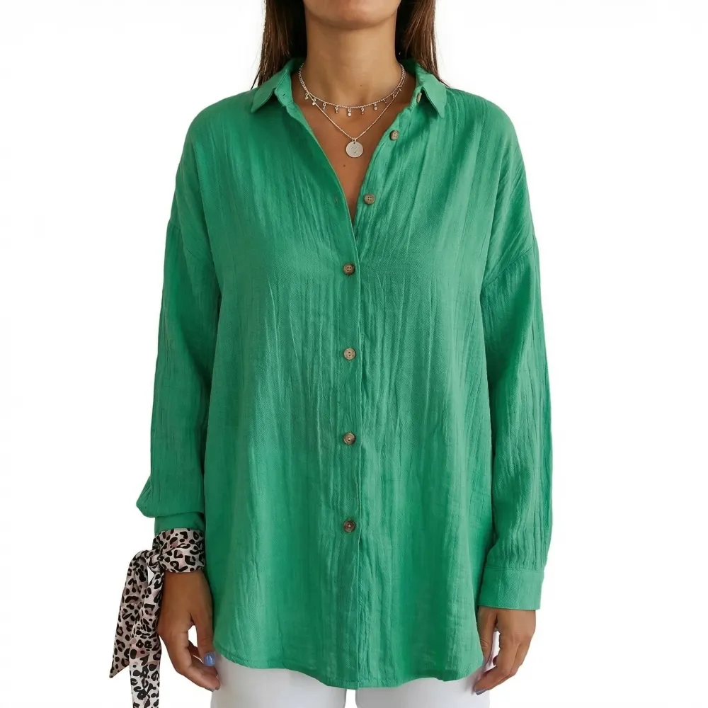  Casual Button Up Long Blouse