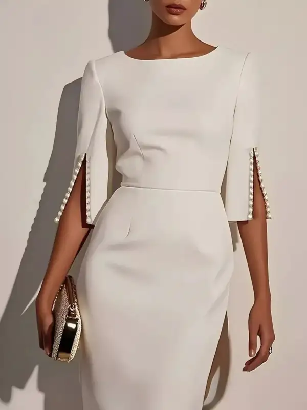 Structured Shape Slit Midi Dress