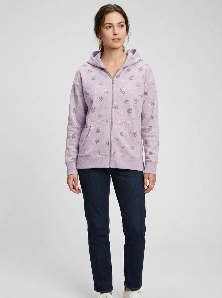 Women's Botanical Floral Leaf Nature Inspired Graphic Hoodie