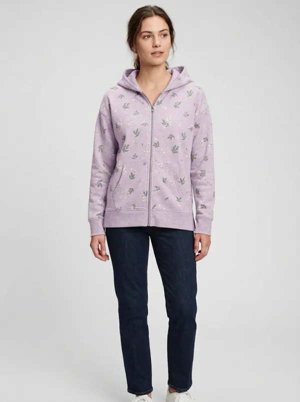 Women's Botanical Floral Leaf Nature Inspired Graphic Hoodie