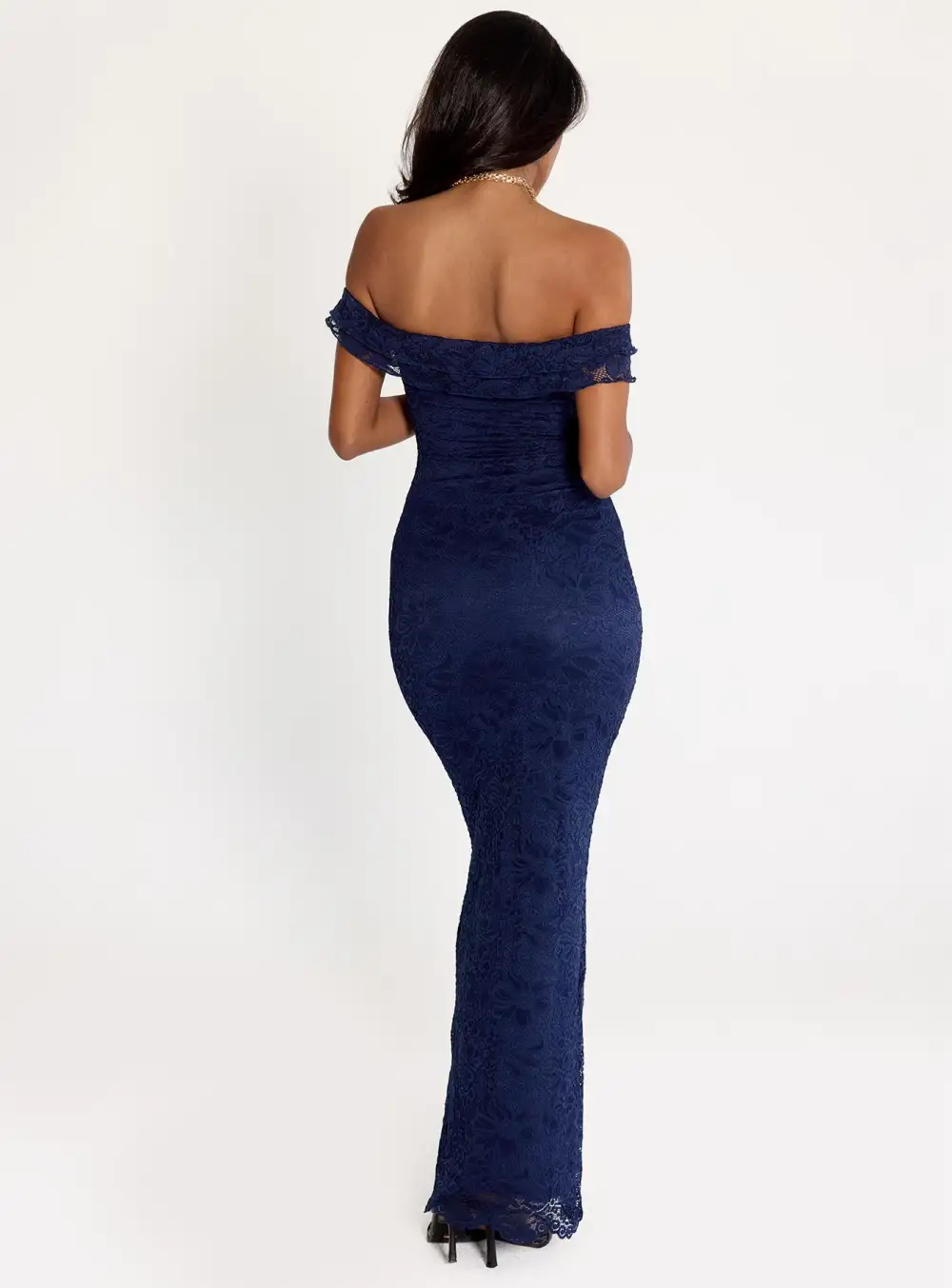Statement Neckline Strapless Maxi Dress