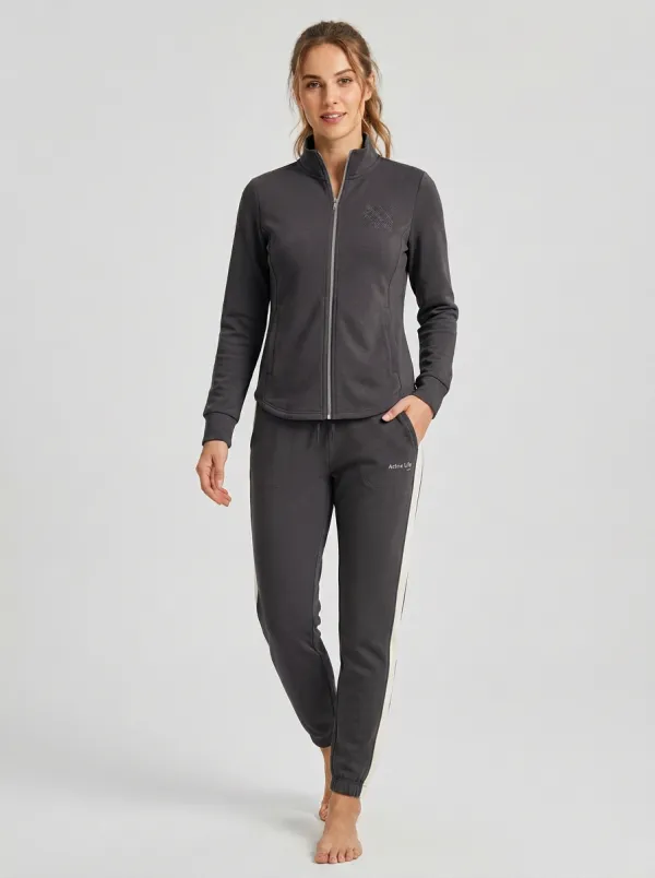 Women's Activewear Sage Green Side Stripe Tracksuit