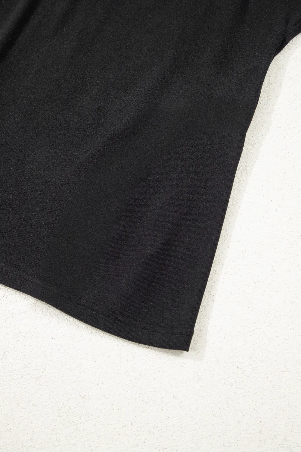 Black Bow Textured Patchwork Long Sleeve Tee
