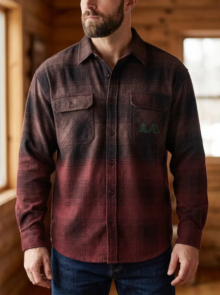 Campfire Tent Plaid Curved Hem Shirt