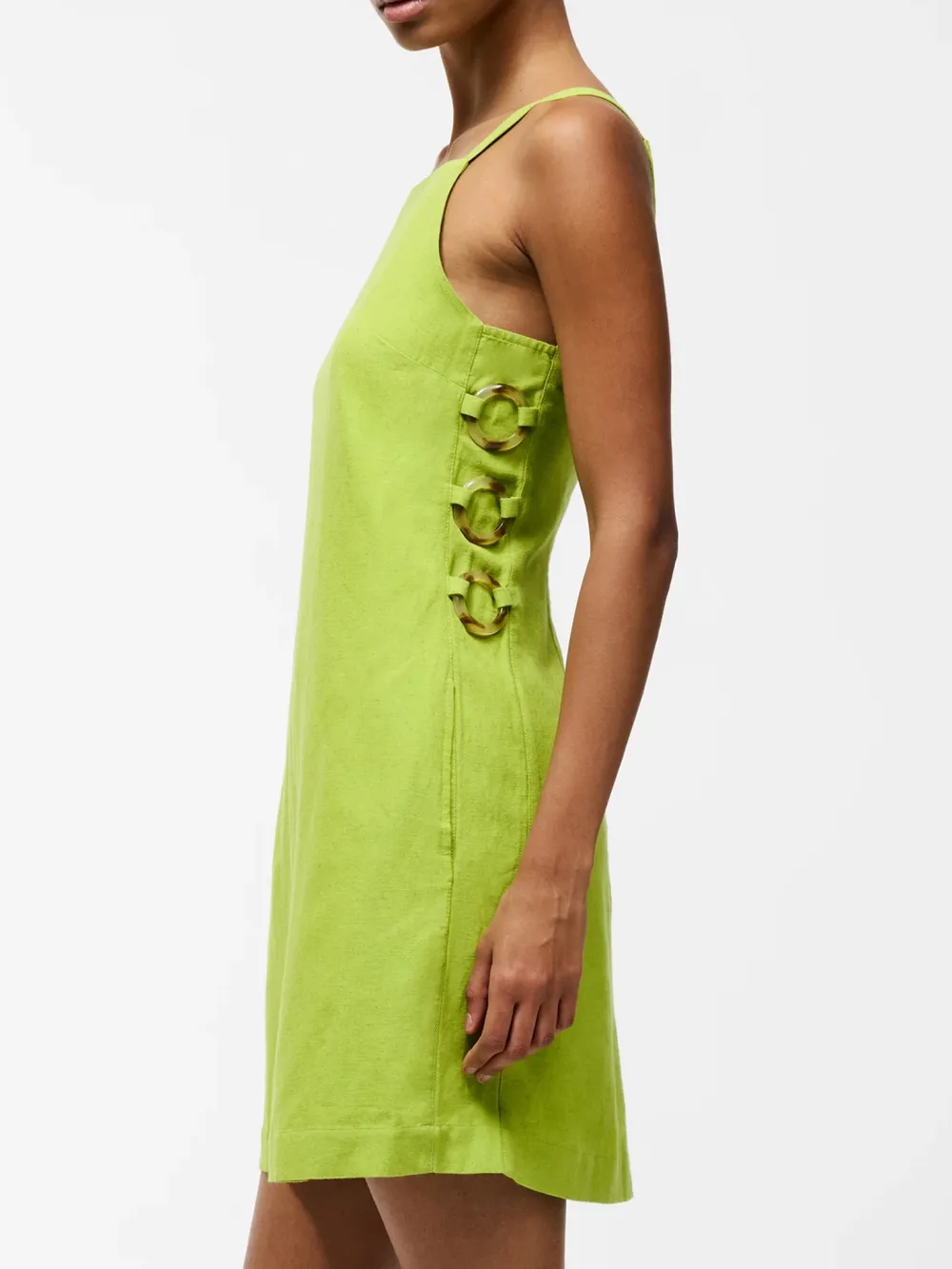 Playful Light Linen Square Neck Dress