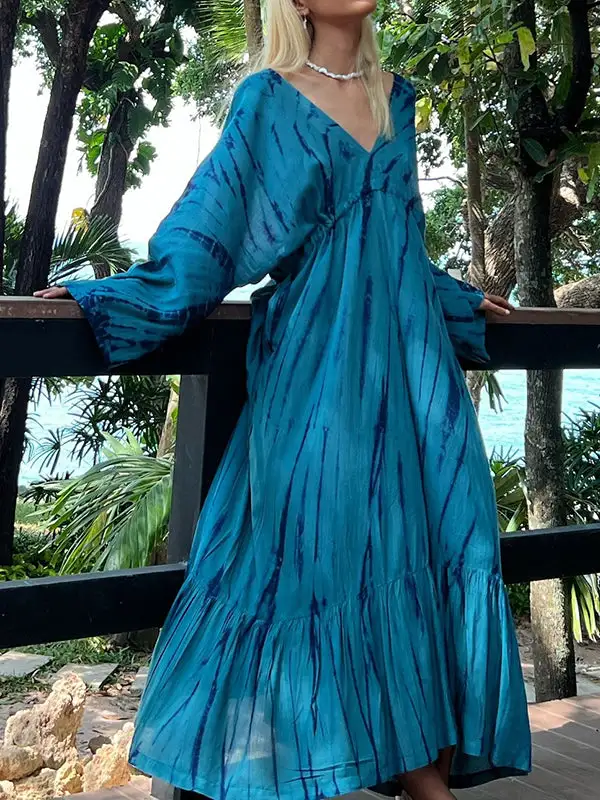 Joint Printed Sleeve Neck Maxi Dress