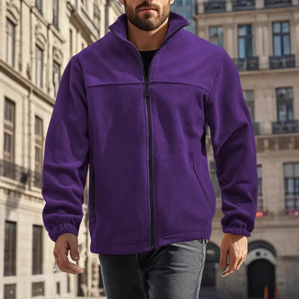 Zip-Front Fleece Casual Outerwear Jacket