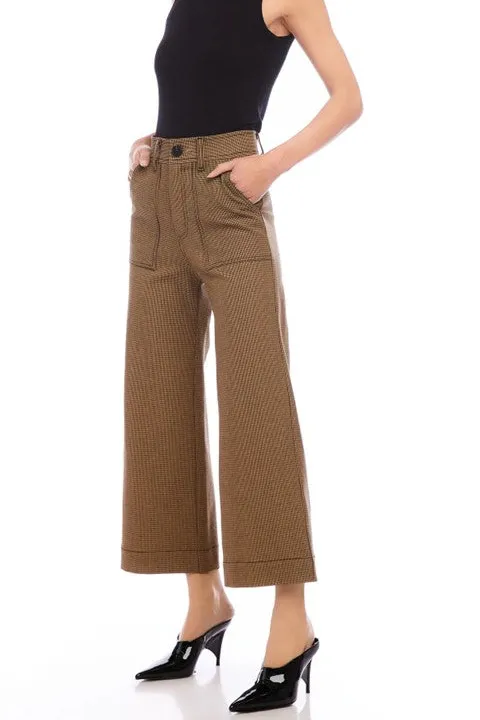 Women's Brown High Waist Cropped Pants