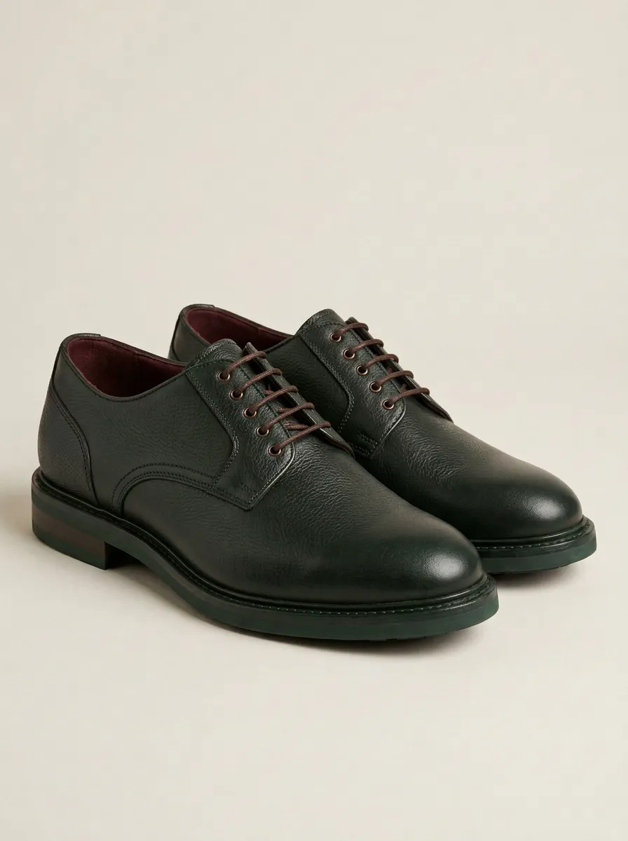 Men's Classic Brown Pebble Grain Leather Oxford Shoes