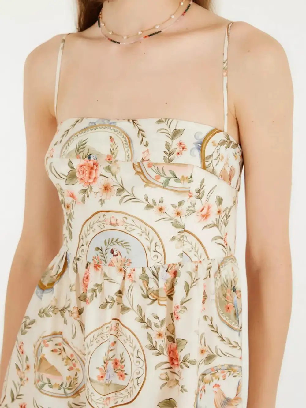Relaxed Print Spaghetti Strap Midi Dress