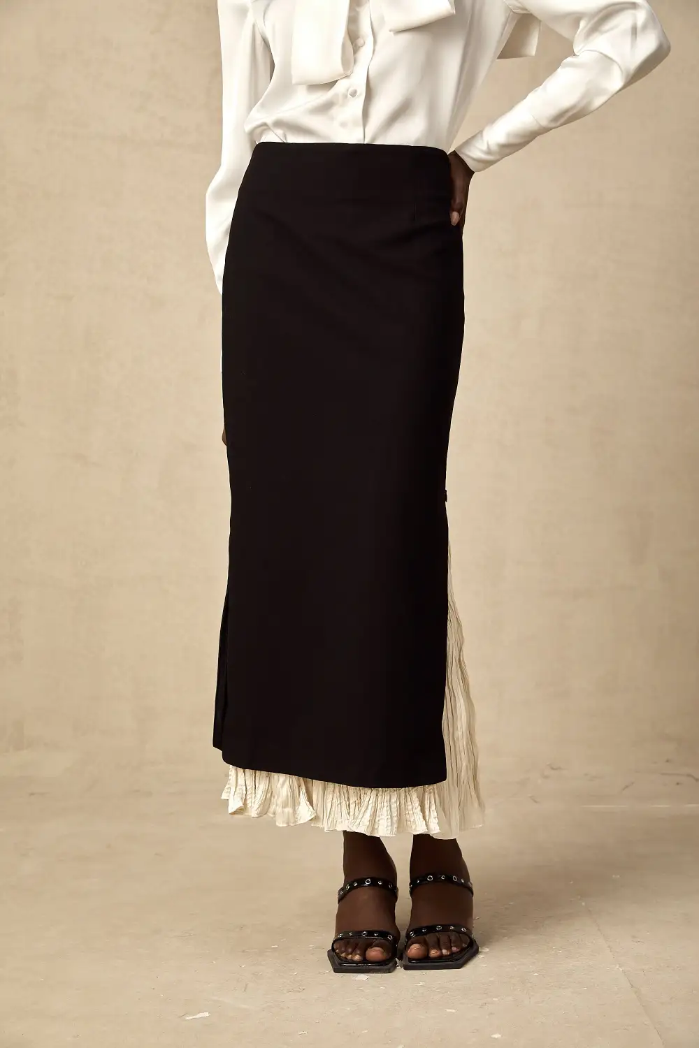Color Block Midi Skirt