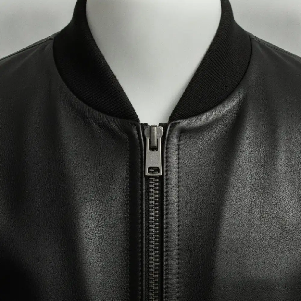 Refined Leather Bomber Jacket