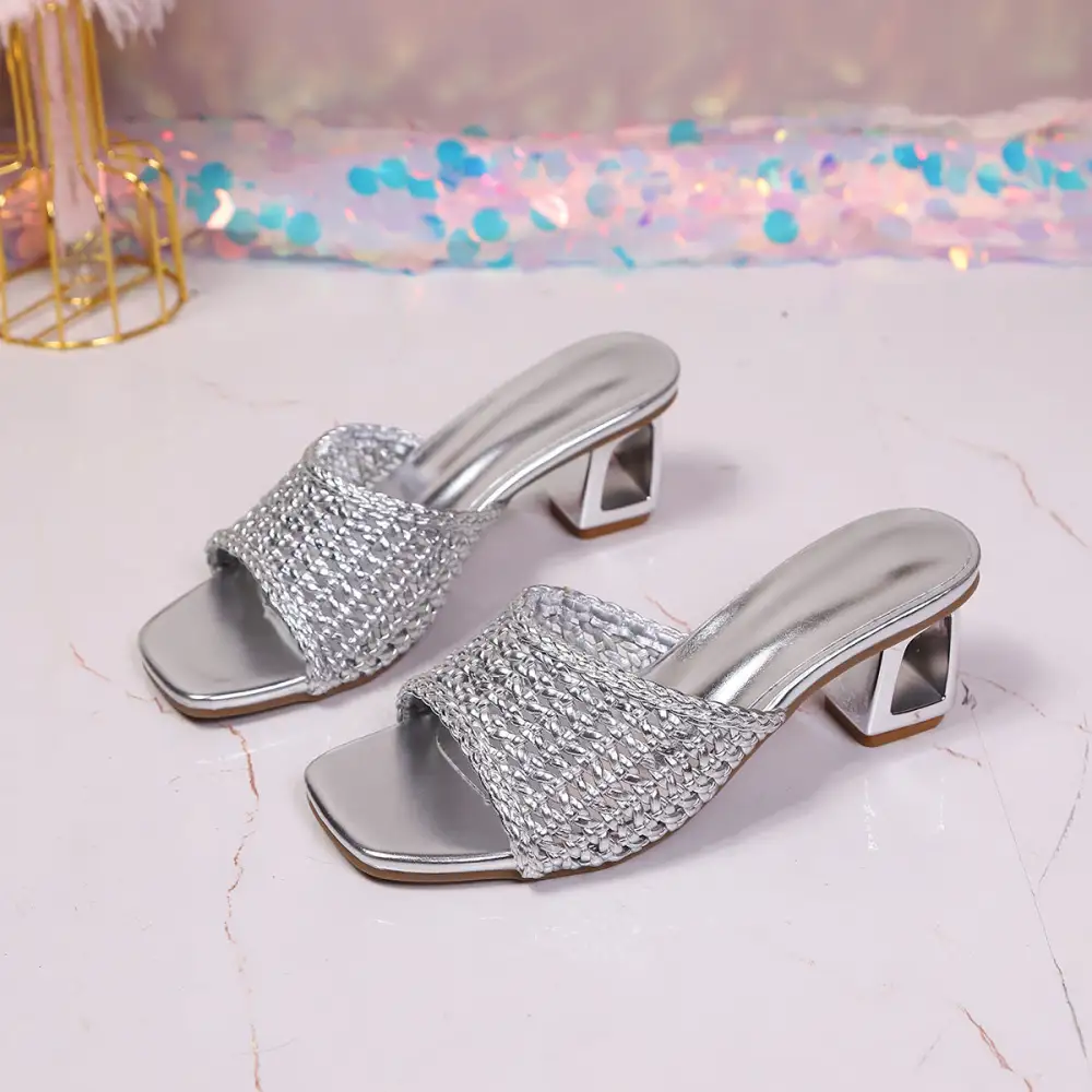 Block Heel Square Toe Wedge Sandals