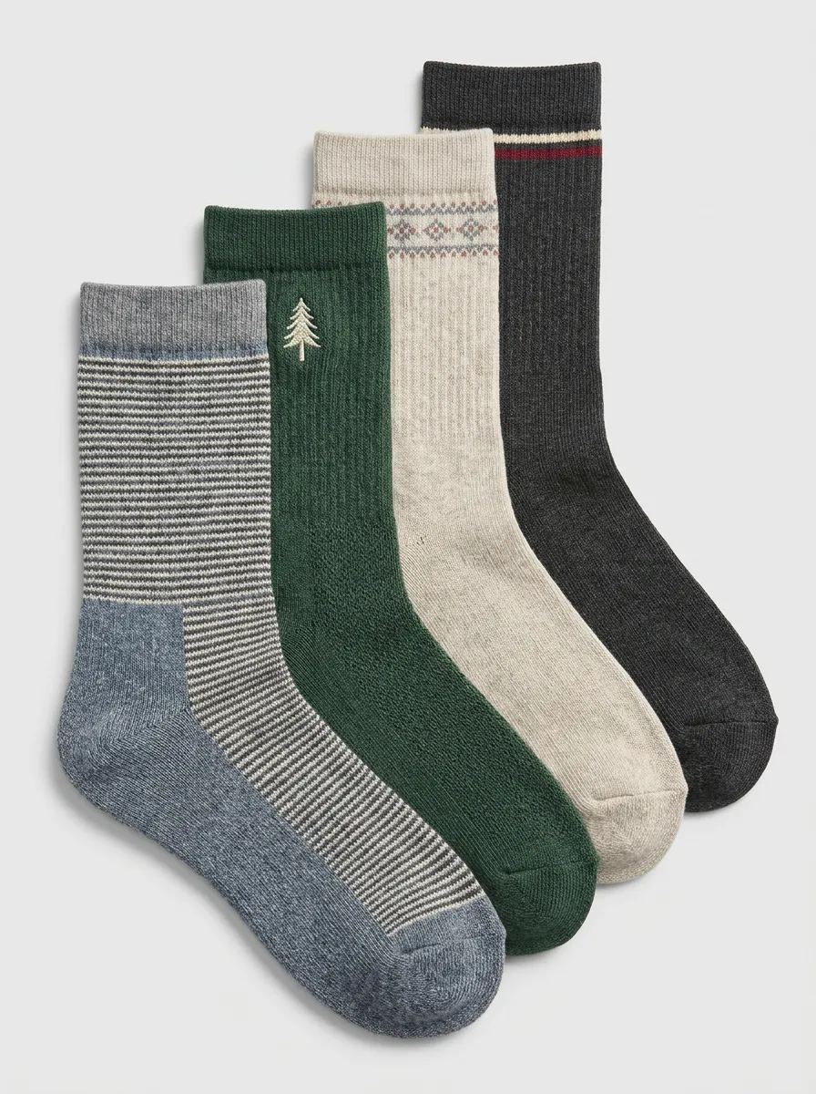 Unisex Casual-Print Four Pair Socks