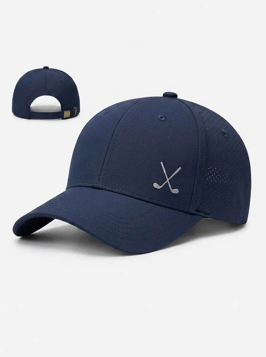 Unisex Golf Lover Crossed Clubs Embroidered Navy Cap