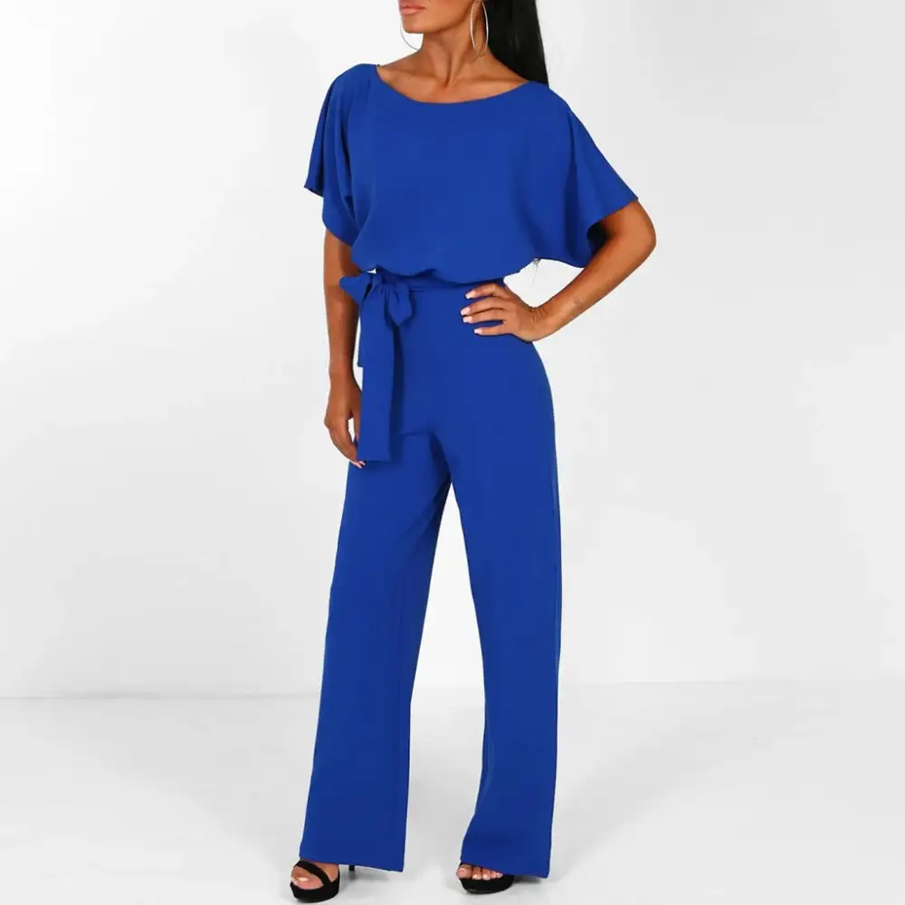  Refined Belted Wide Leg Jumpsuit