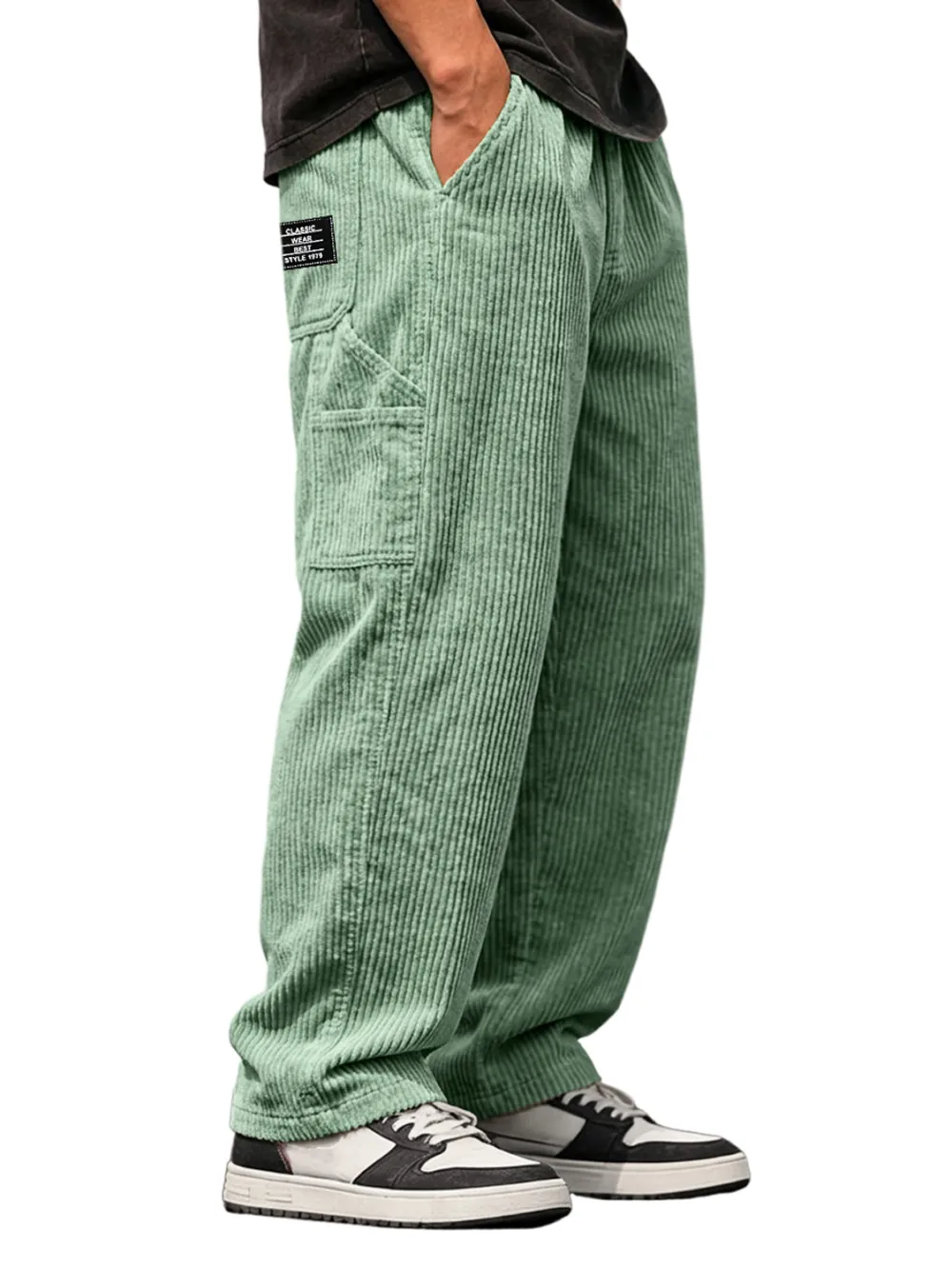 Layered Corduroy Utility Pocket Pants