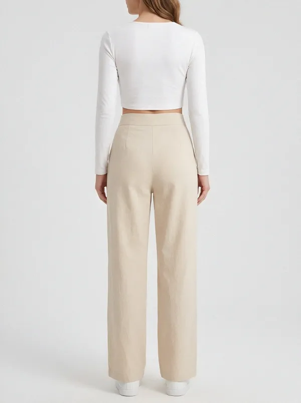 Women's High-Waisted Straight-Leg Trousers