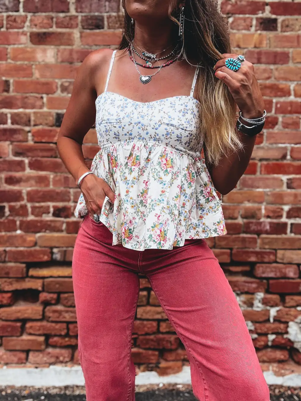 Floral Print Cropped Tank Top
