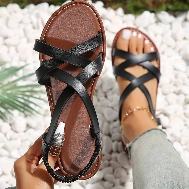 Unisex Cross-Strap Grip-Sole Comfort Flat Sandals