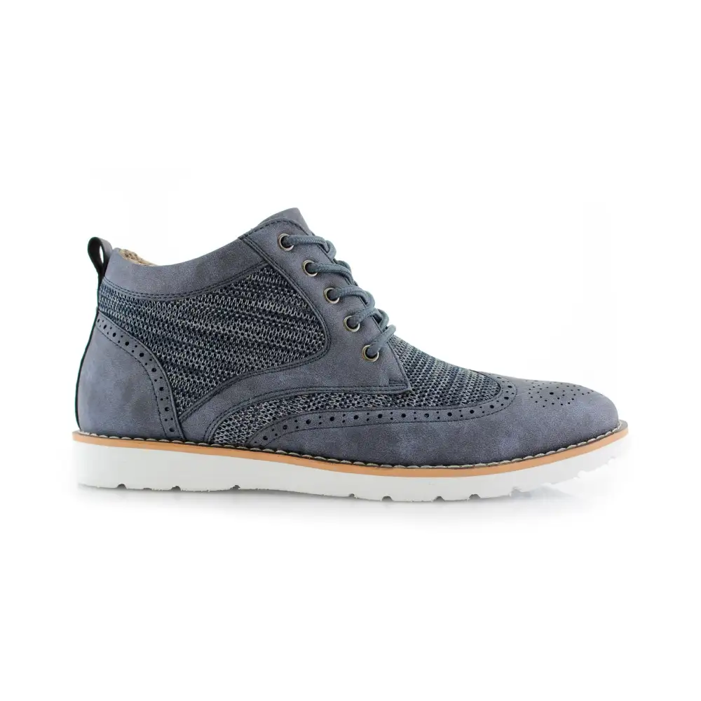 Faux-Suede Suede Faux-Leather Brogue Boots