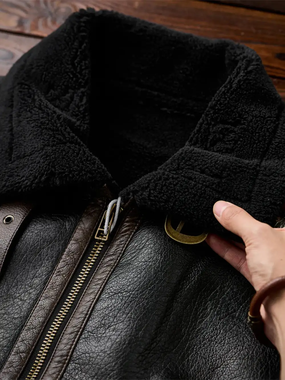 Men's Fleece Lined Leather Bomber Jacket