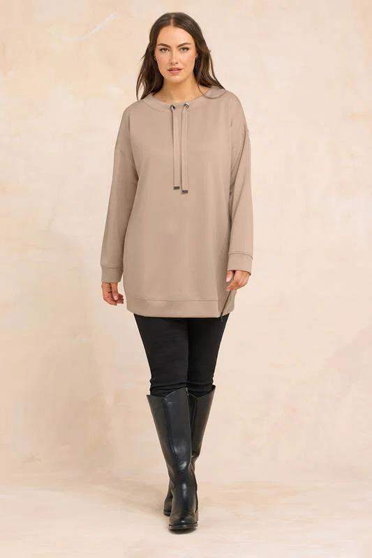 Natural Brown Luxe Zip Detail Sweatshirt detail 1