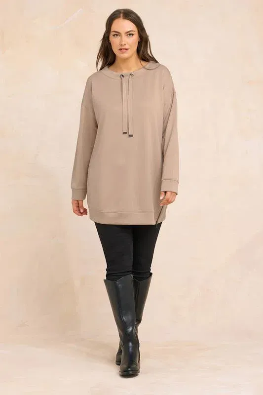 Natural Brown Luxe Zip Detail Sweatshirt