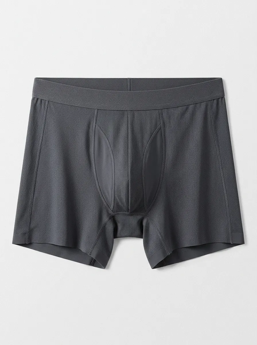 Men's Breathable Mesh Solid Grey Boxer Briefs