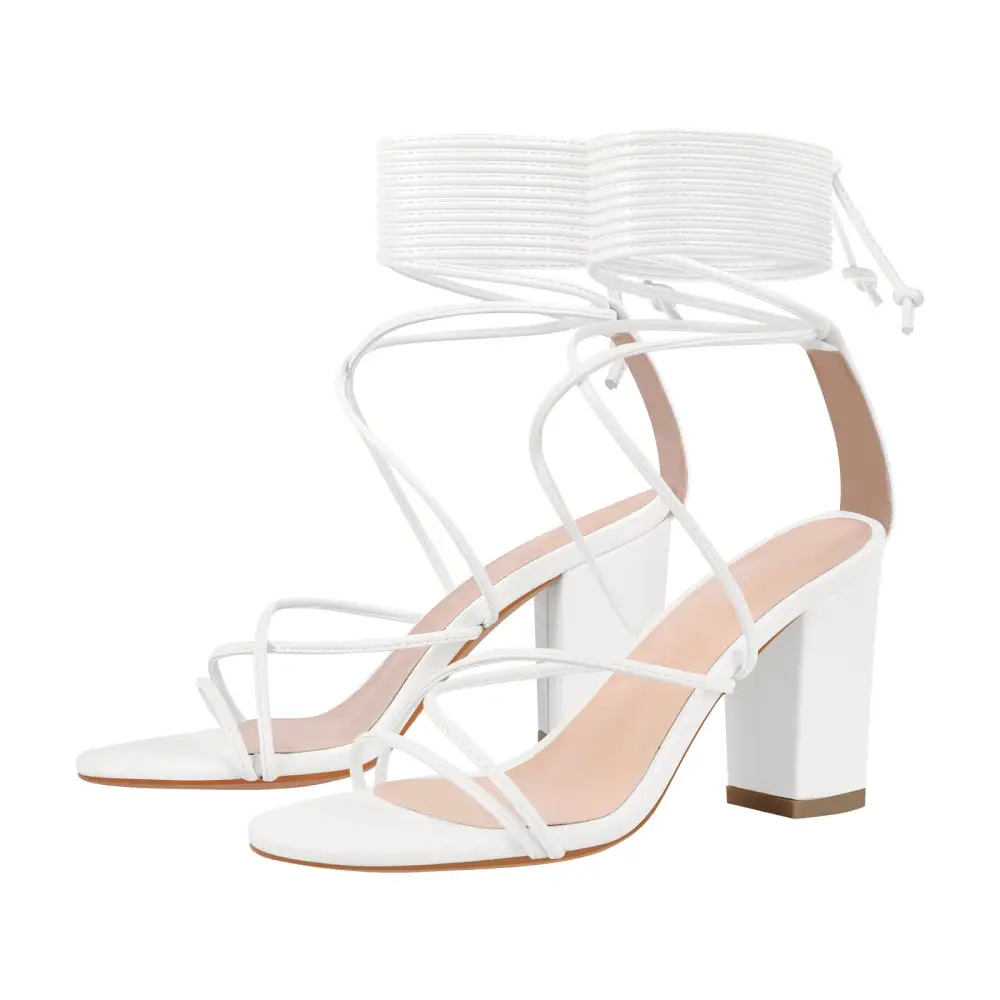 Open Toe Lace Up Chunky Sandals