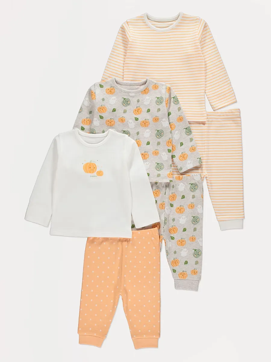 Halloween Stripe Pumpkin Pyjamas 3 Pack