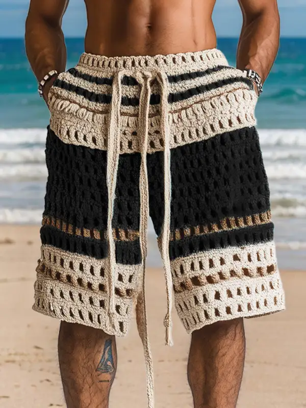 Casual Resort Knit Braided Shorts
