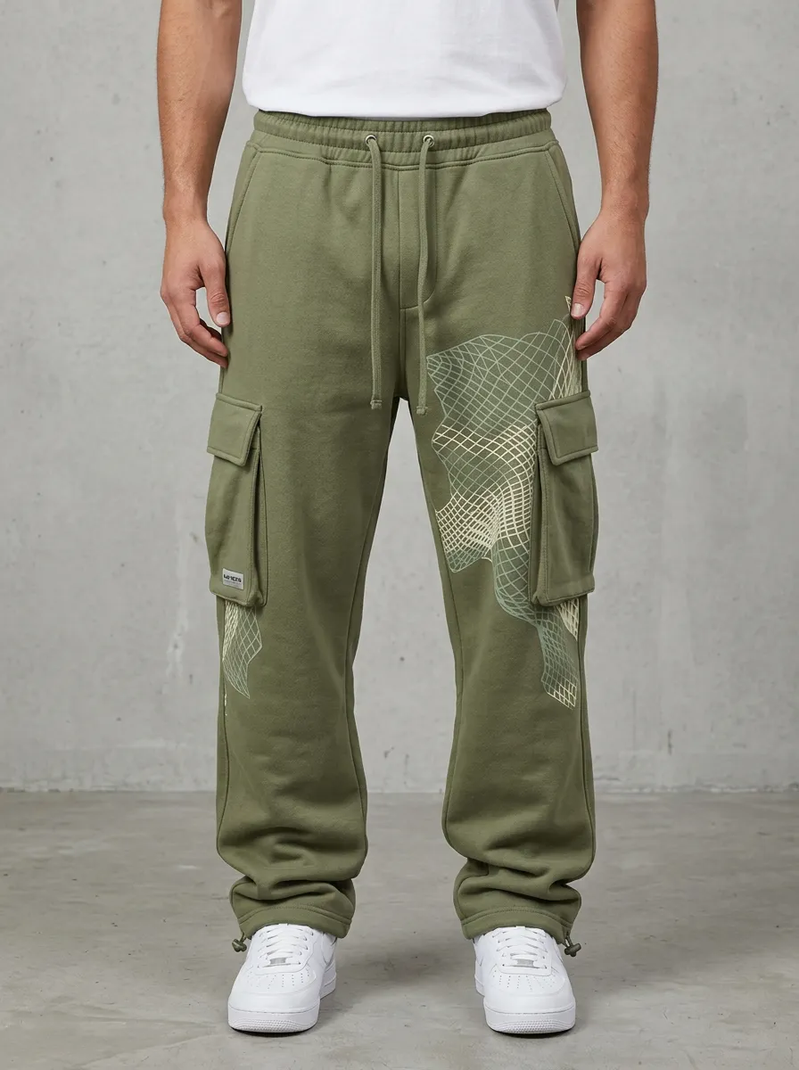 Utility Cargo Sweatpants Grid Men's Cargo Joggers