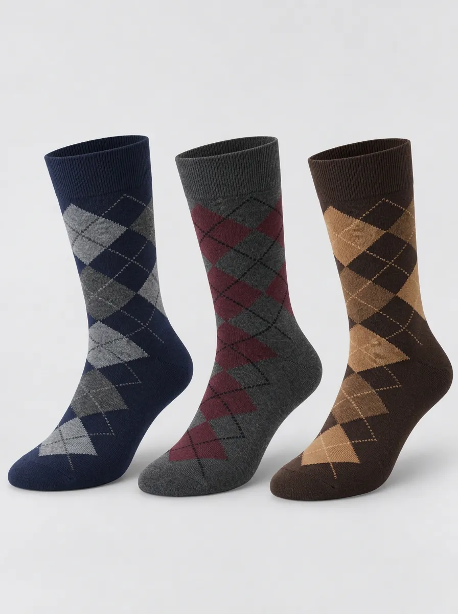 Men's Classic Argyle Crew Socks 3-Pack