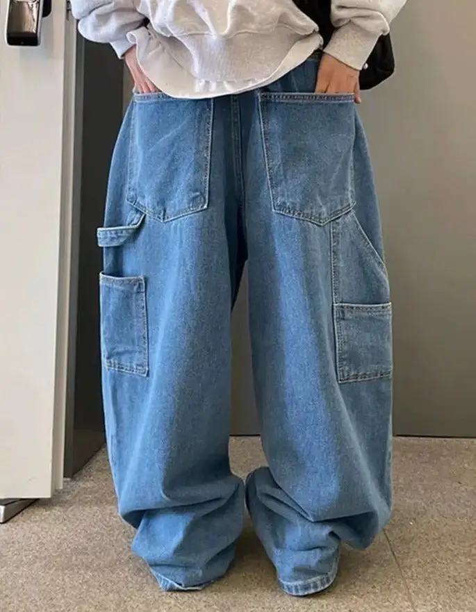 Multi Pocket Wide Leg Jeans
