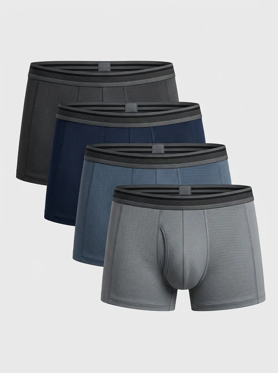 Refined Solid Fit Men's Four Pack Boxer Briefs