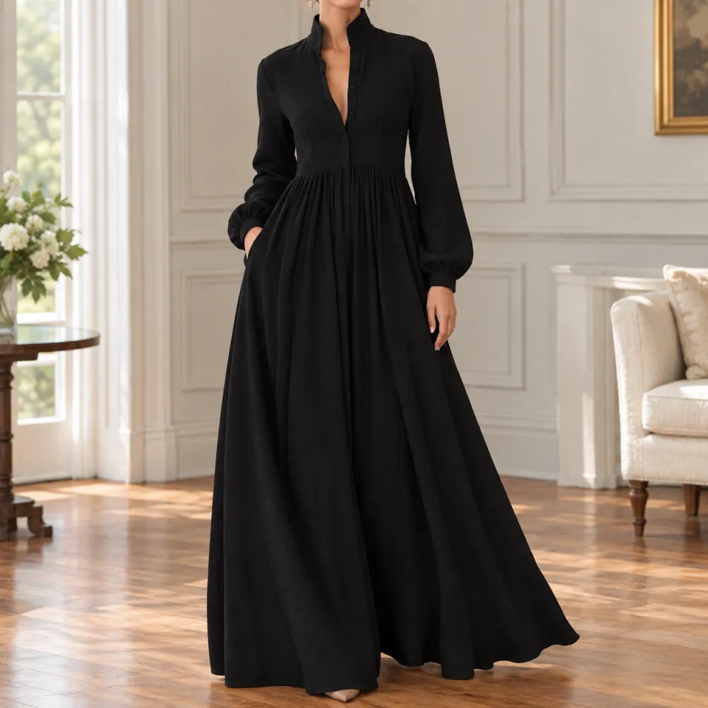 Contemporary Refined Women's Pleated Maxi Dress