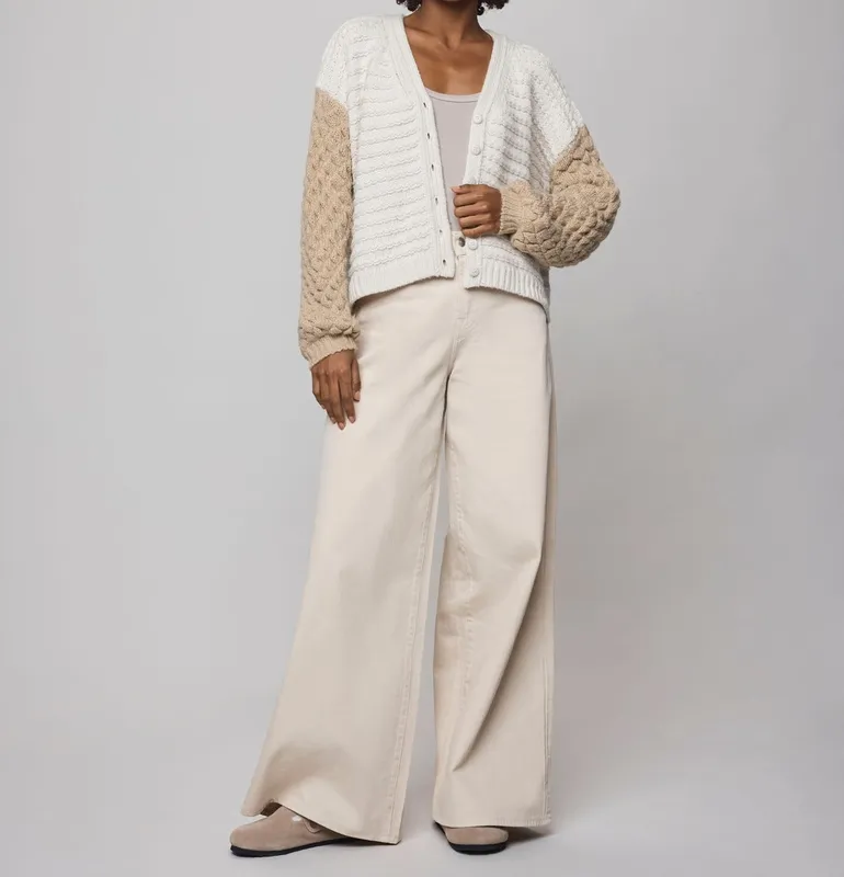 Structured Draped Bobble Cardigan