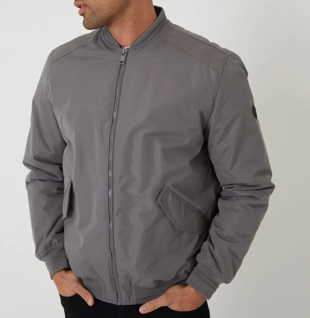Men's Slate Gray Padded Bomber Jacket