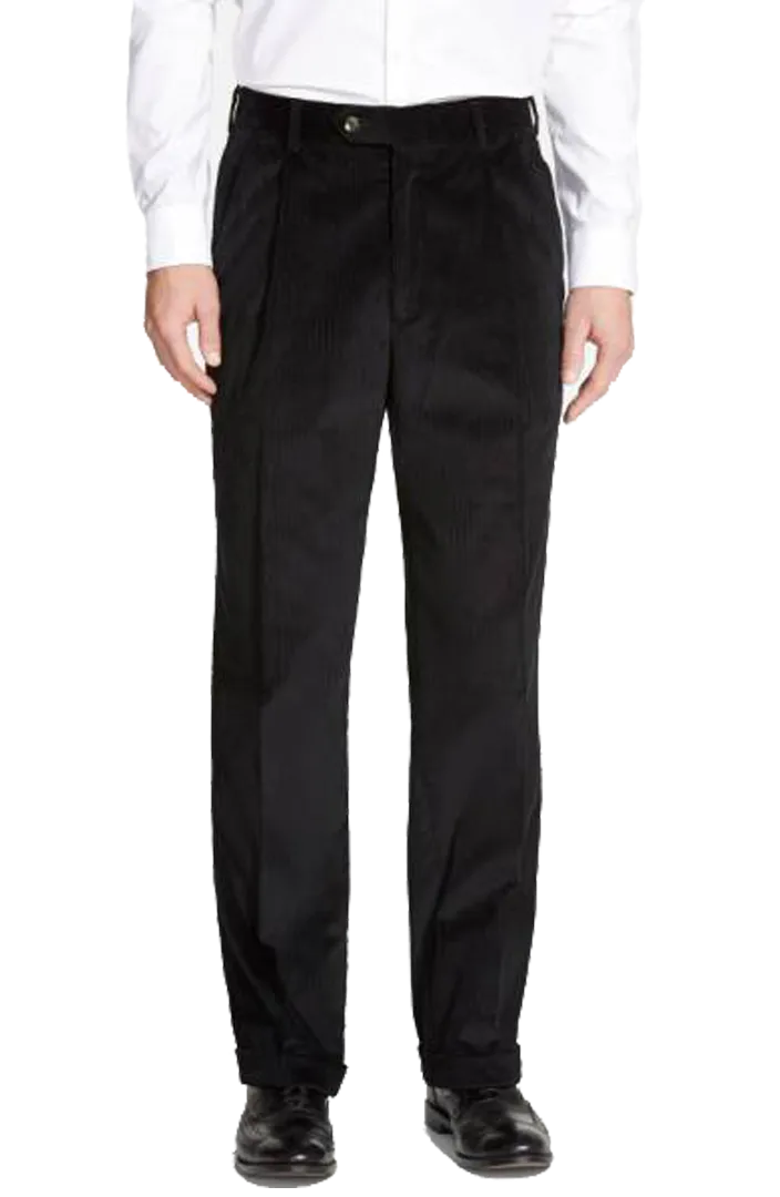 Corduroy Seersucker Flat Front Pleated Front Regular Rise Trousers