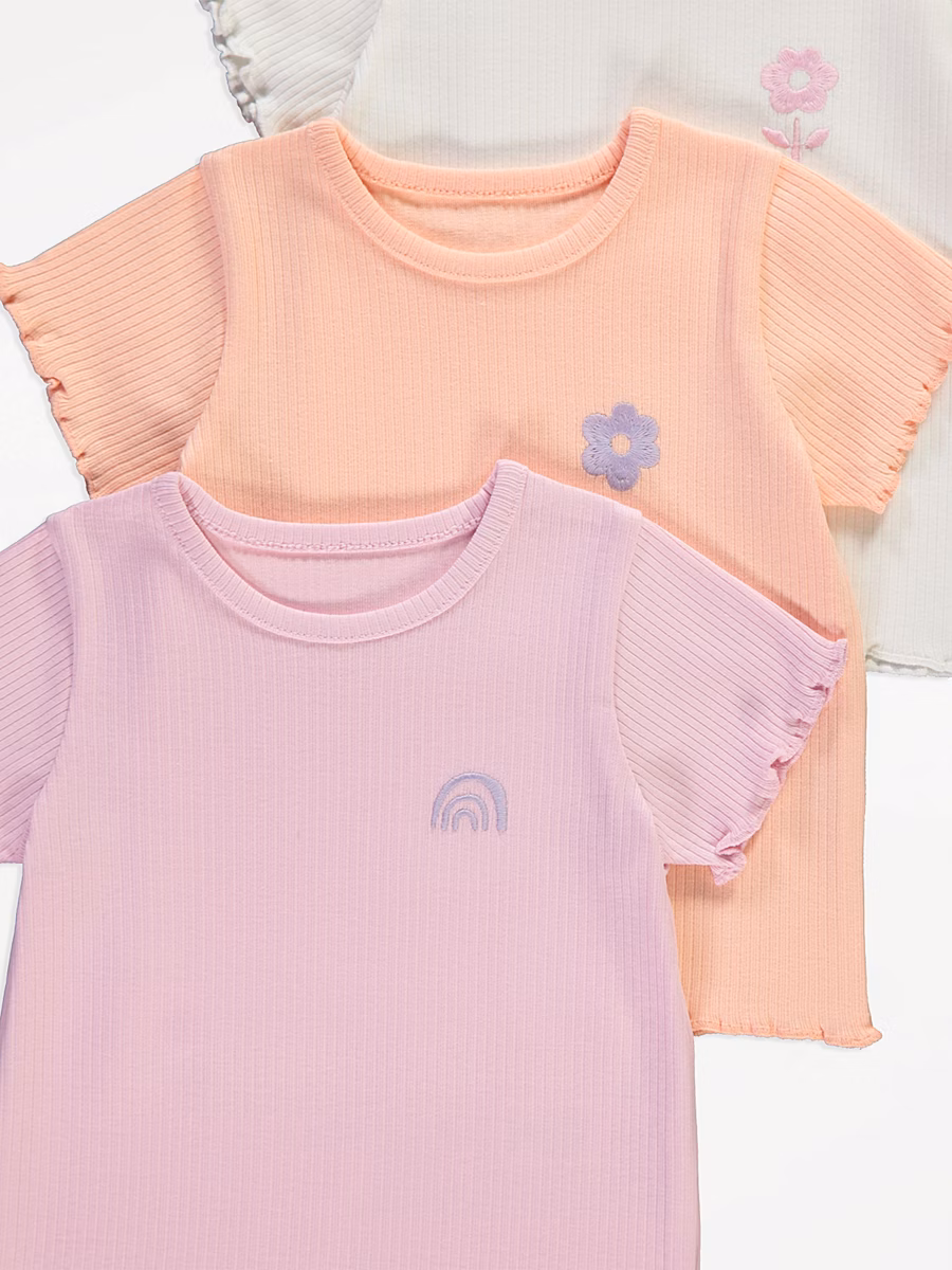 Rainbow Flower Lettuce Edge T-Shirts 5 Pack detail 1